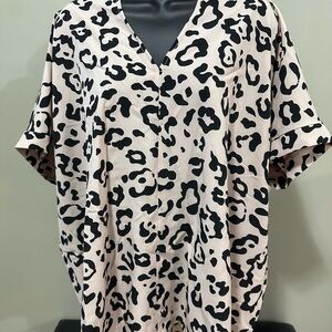 Leopard Print V-Neck Women's Top